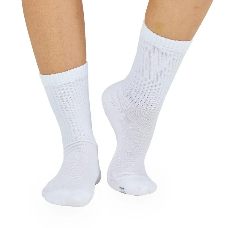 Fruit of the Loom All Day Comfort Crew Socks for Women, White, Sizes 4-10 (6-Pack) | Walmart (US)