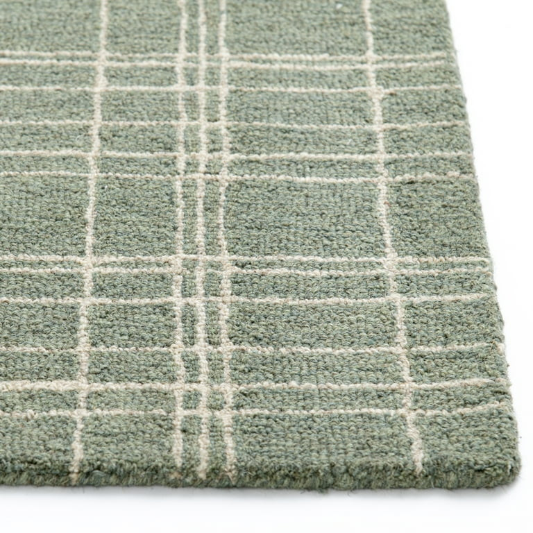 Better Homes & Gardens 7'10"x9'10" Green Plaid Wool Indoor Area Rug | Walmart (US)