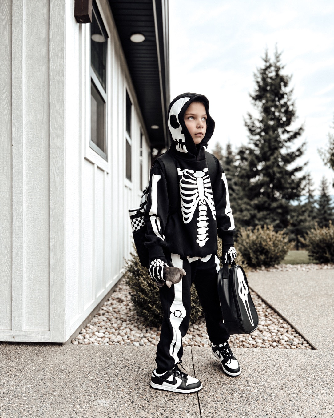 October is her time to shine. Skeleton sweats, matching gloves, and her favourite Ghostface school gear. Linked her spooky look below.

#LTKcanada #LTKfall #LTKkids