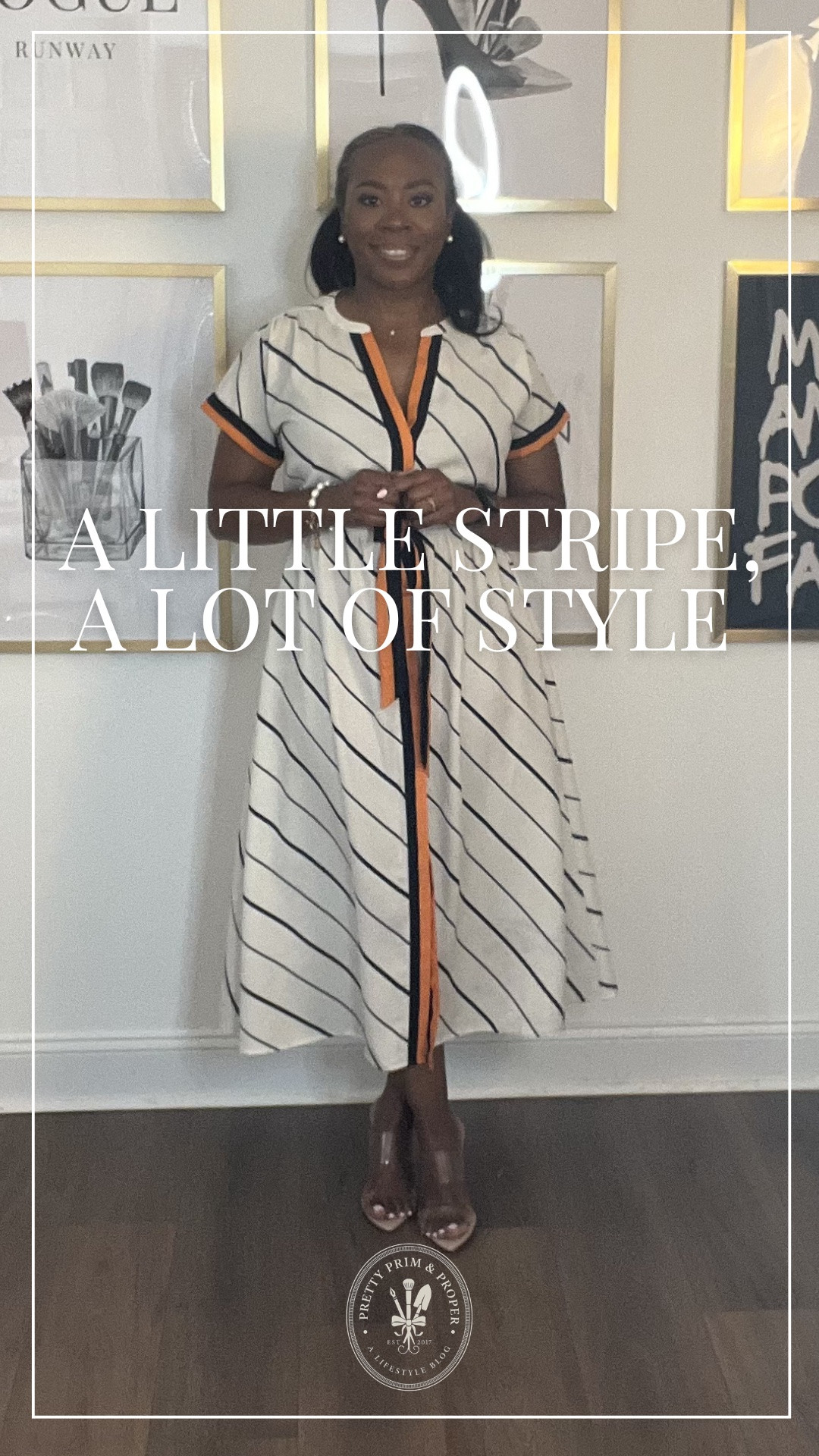 There’s just something about a classic dress with elevated details that always feels timeless. ✨

The striped silhouette, the contrast trim, the gold jewelry, the clear heels… it all comes together for that polished-but-still-fun look I love so much.

Proof that getting dressed doesn’t have to be complicated to make a statement. 🤍🖤🧡

Classic. Chic. Pretty Prim & Proper.

#OOTD #ClassicStyle #PolishedStyle #EverydayChic #StyleInspo #FashionOver40 #EffortlessStyle #ChicStyle #SummerStyle #BlackFashionCreator #StyleBlogger #PrettyPrimAndProper #FeminineStyle #ElevatedBasics #FashionReels #LTKStyle #TimelessFashion #SophisticatedStyle #PersonalStyle #FashionContentCreator

#LTKOver40 #LTKWorkwear