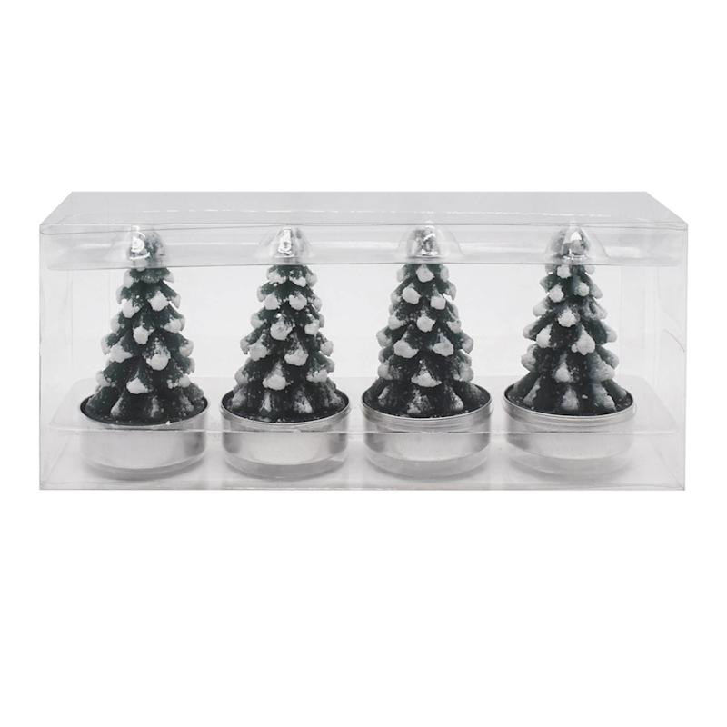 4-Pack Green Christmas Tree Tealight Candles | At Home