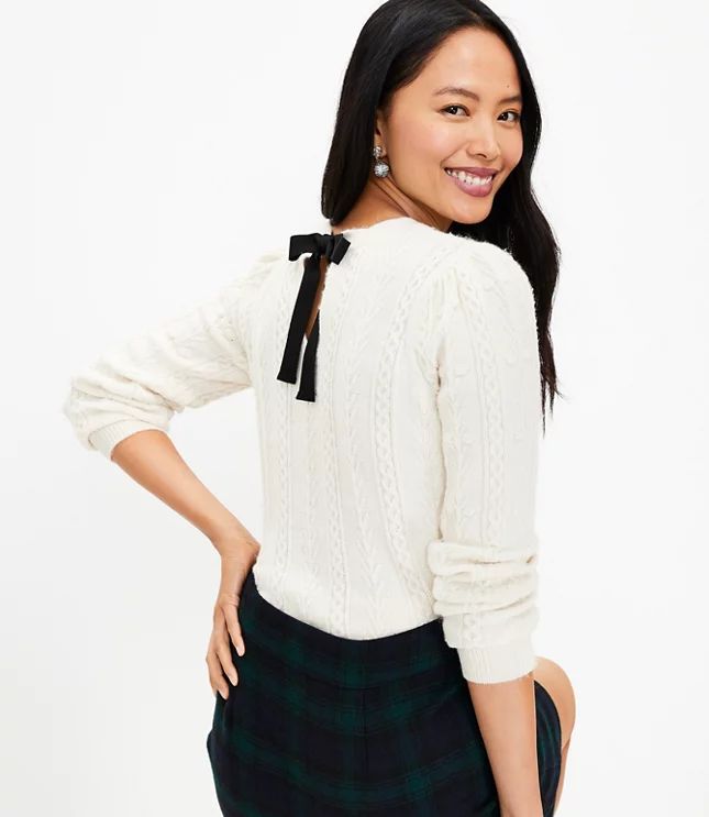 Bobble Tie Back Sweater | LOFT