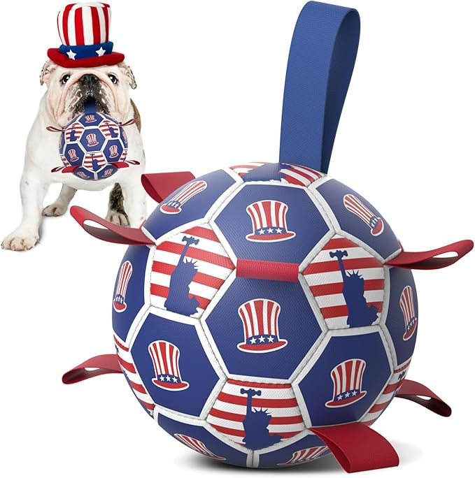 Diman Dog Toy Soccer Ball : Outdoor Dog Toys, Dog's Independence Day Gift, Dogs Soccer Ball with ... | Amazon (US)