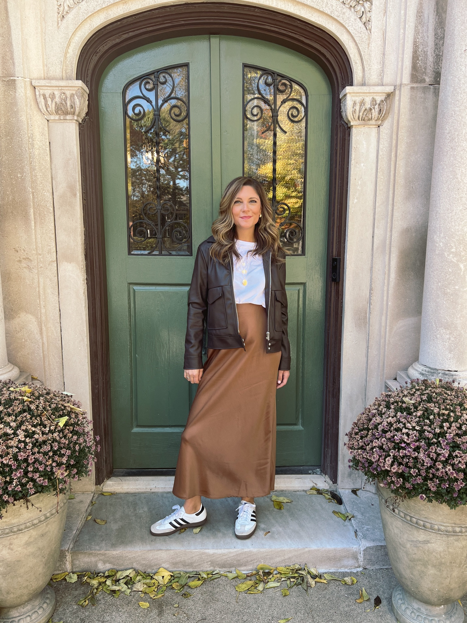 Silk skirt and leather jacket everything is true to size. 

#LTKSeasonal #LTKParties