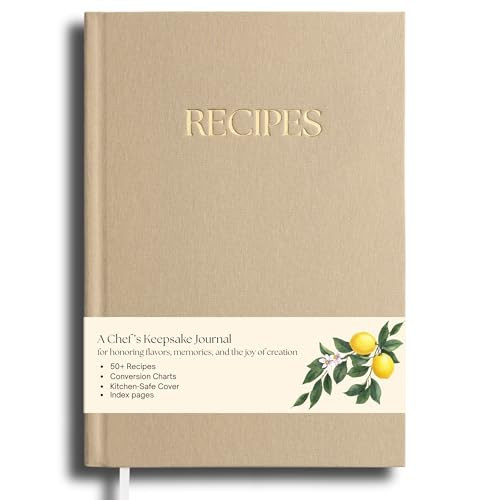 Recipe Book to Write in Your Own Recipes - Recipe Book - Premium Water-Resistant Fabric Hard-Cover Recipe Journal - Blank Recipe Notebook - Keepsake Gift for Mom - Sand | Amazon (US)