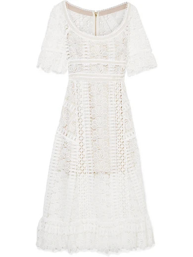 Self-Portrait - Guipure Lace Midi Dress - White | NET-A-PORTER (UK & EU)