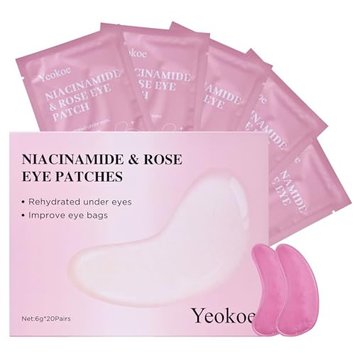 Yeokoe Under Eye Patches for Dark Circles,Puffy Eyes,20 Pairs Face Masks SkinCare With Niacinamide and Rose for Rehydrated | Amazon (US)