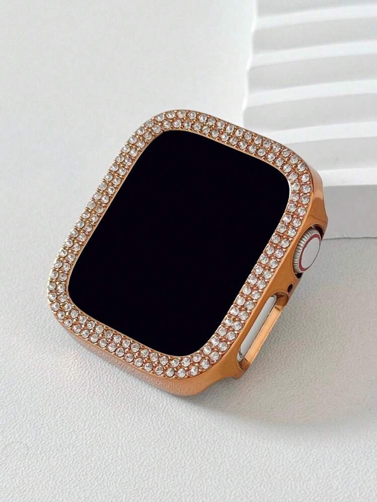 1pc Rose Gold Bling Studded Shiny Hollow Protective Case For Apple Watch 38/40/41/42/44/45/46/49m... | SHEIN