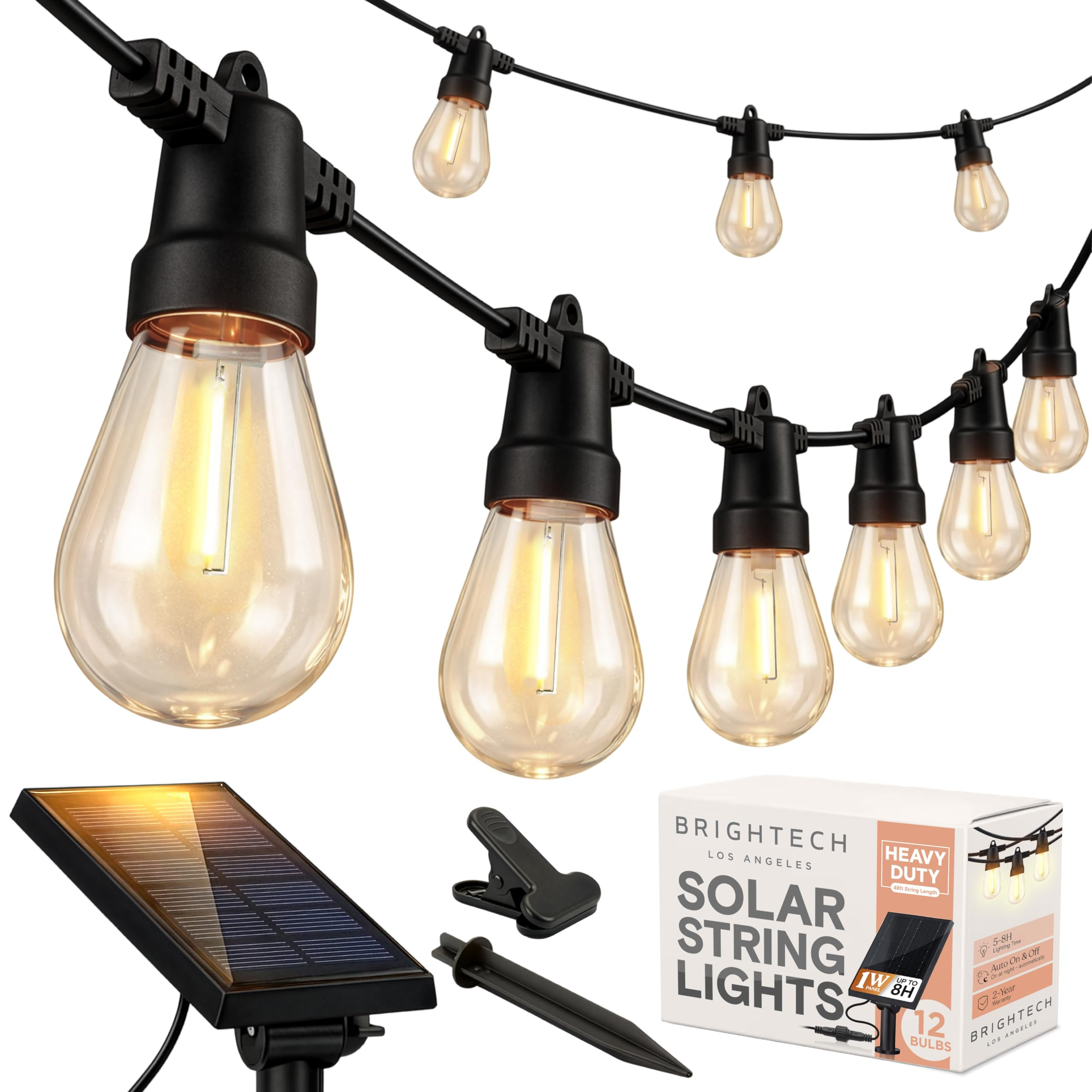Brightech Ambience Pro Solar Powered Outdoor String Lights -27 ft Commercial Grade Waterproof Edi... | Amazon (US)
