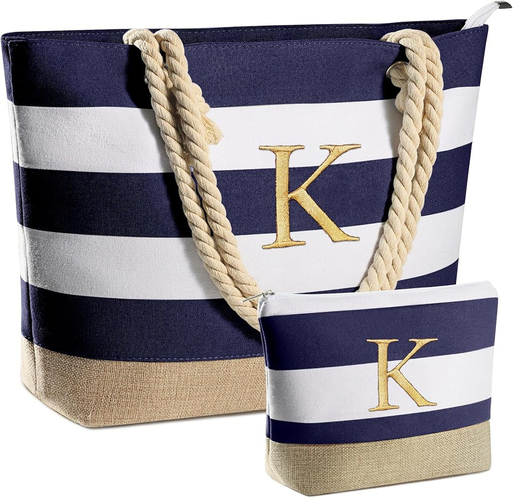 YOOLIFE Beach Bags for Women - Travel Canvas Beach Tote, Pool Waterproof Bag, Travel Essentials, ... | Amazon (US)