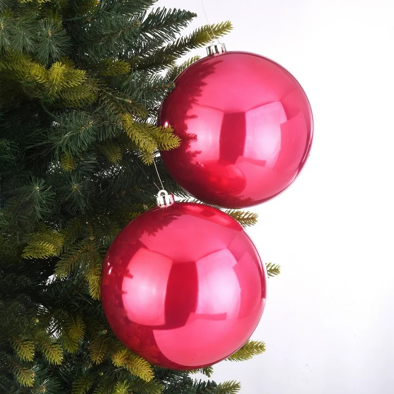 2-Count Pink Shiny Jumbo Shatterproof Ball Christmas Ornaments, 7 in, by Holiday Time | Walmart (US)