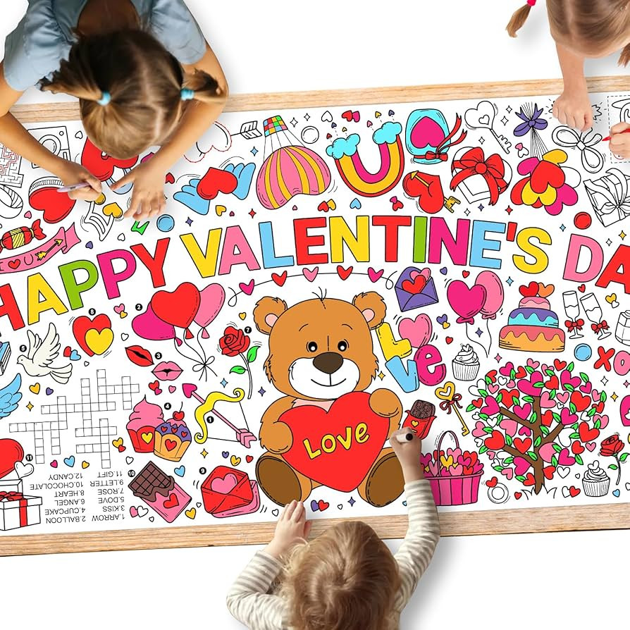 Valentine's Day Activity Poster - 31.5 x 72 Inches,Valentine's Day -Themed Happy Valentine's Day ... | Amazon (US)