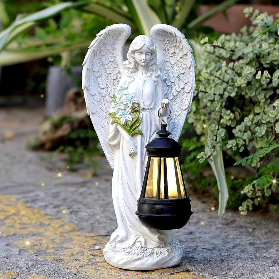 Solar Angel Outdoor Garden Decor Statues – 13.2 inches Solar Outdoor Sculptures for Outside Yar... | Amazon (US)