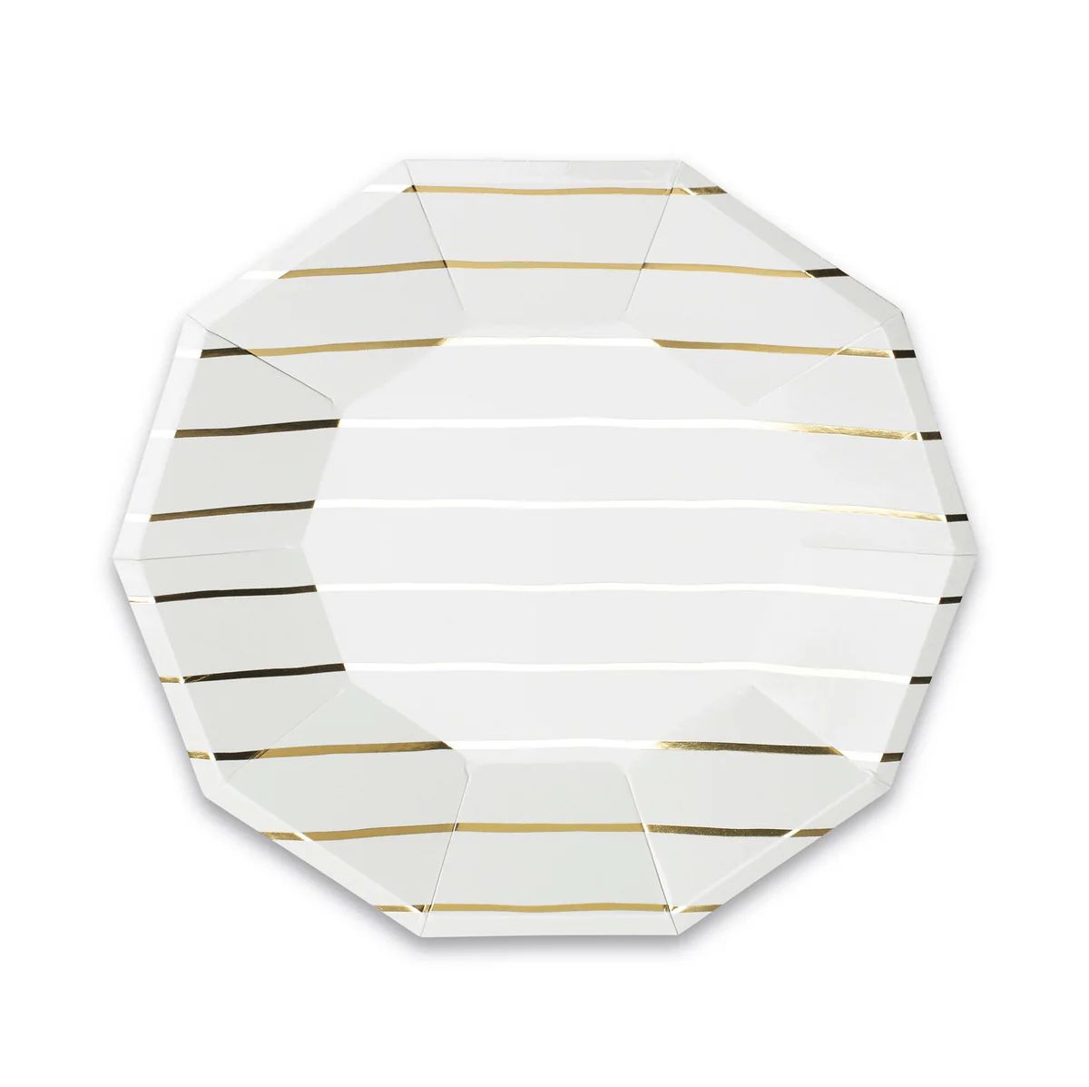 Frenchie Striped Large Paper Plates - Metallic Gold | Ellie and Piper