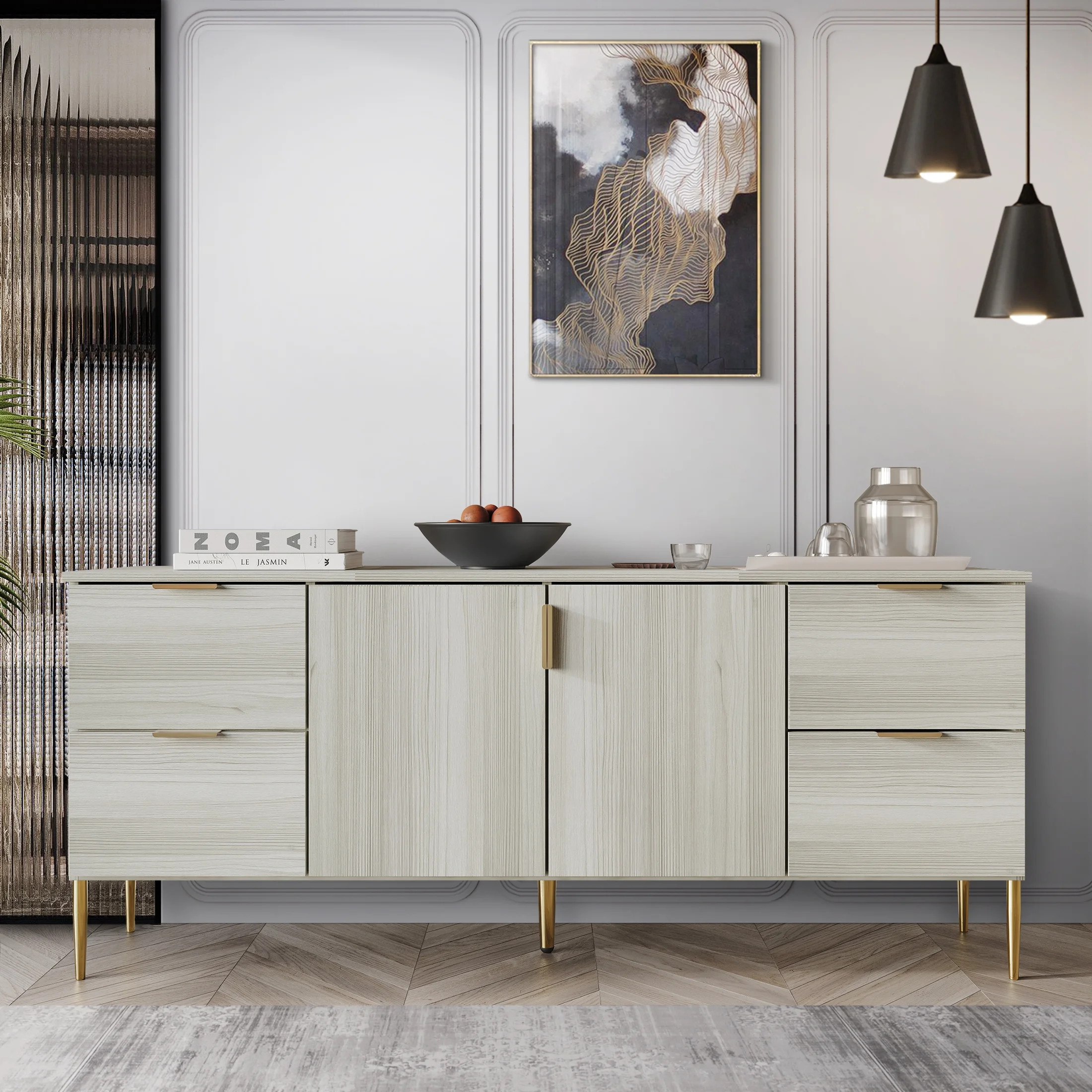 Castle Place Comtemporary Sideboard Accent Cabinet, Light Grey - Walmart.com | Walmart (US)