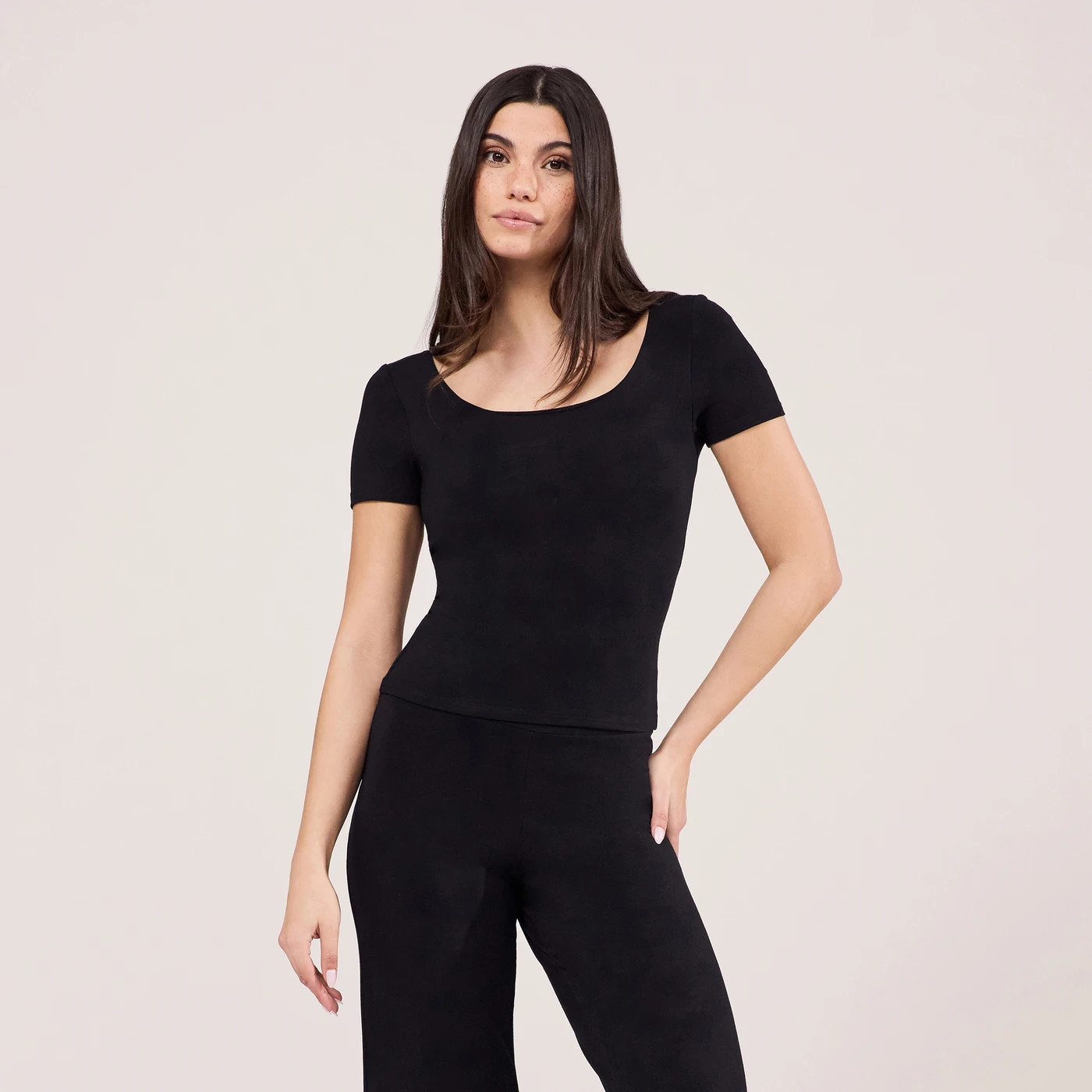 Black Lightweight Short Sleeve Top - LOVALL | LOVALL