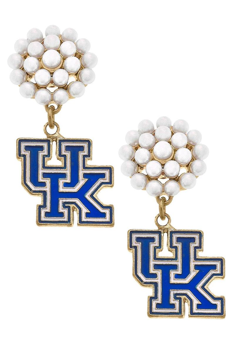 Kentucky Wildcats Pearl Cluster Enamel Drop Earrings | CANVAS