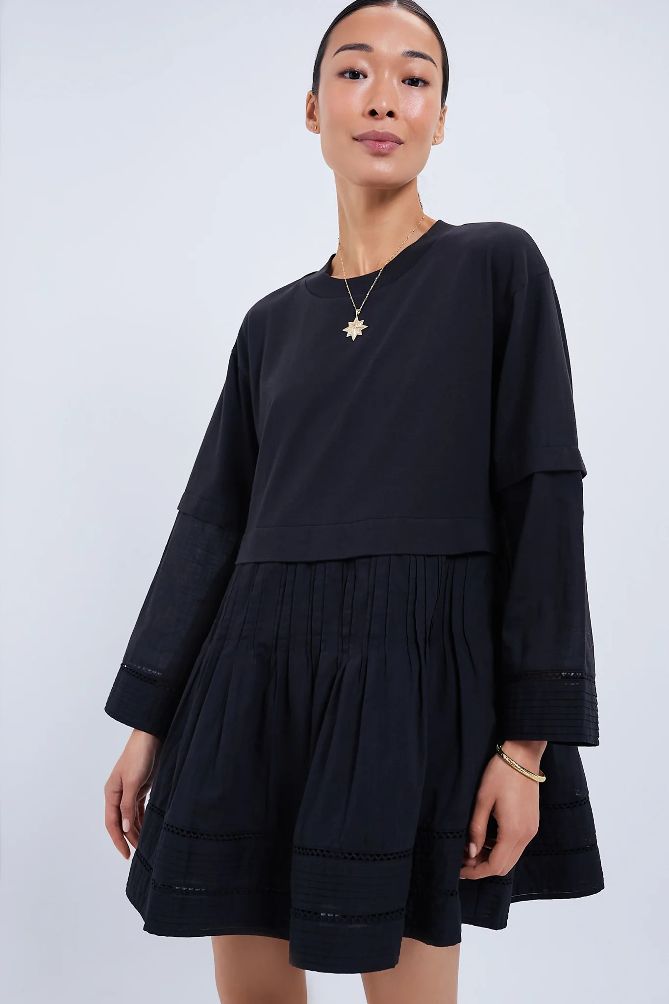 Black Renata Ramie Longsleeve Tunic Dress | Tuckernuck (US)