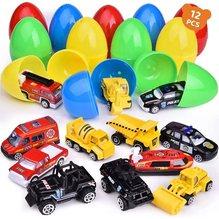 Fun Little Toys 12 Pcs Easter Eggs Prefilled with Diecast Vehicles, Assorted Colors and Styles To... | Walmart (US)