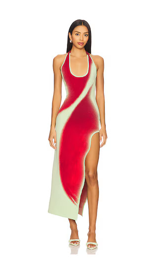 Noah Halter Neck Long Dress in Cherry Red | Revolve Clothing (Global)