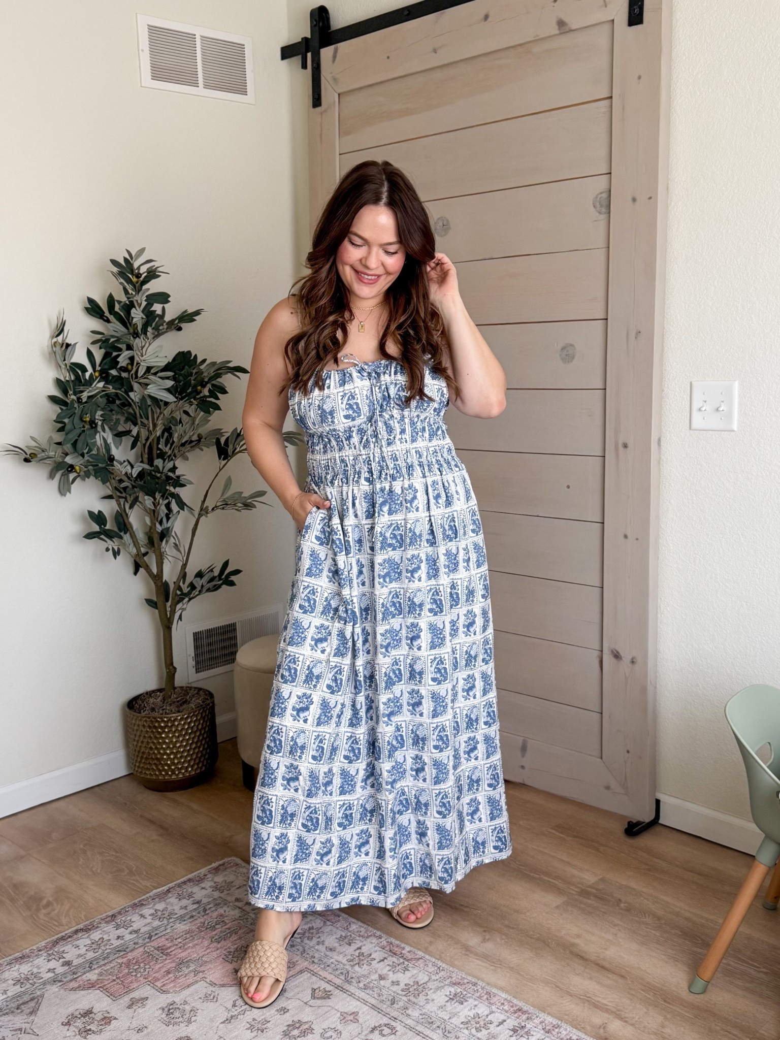 Abercrombie spring dress on sale! Wearing size large in this smocked tie-front maxi dress. Use code DRESSESAF for a stackable code during their dress sale 

Spring fashion / spring dresses / Easter dress / blue and white dress / midsize style inspo

#LTKSaleAlert #LTKMidsize #LTKStyleTip