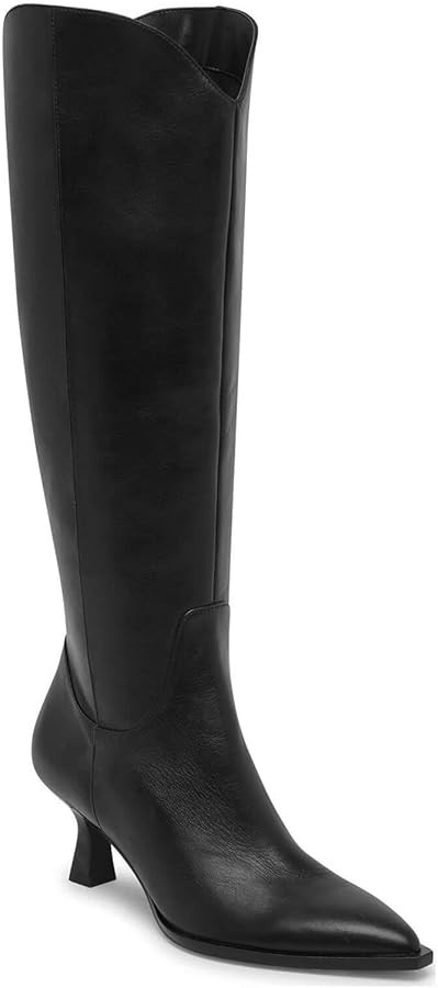 Coutgo Womens Knee High Boots Kitten Heel Pointed Toe Tall Boots Side Zipper Fall Winter Shoes | Amazon (US)