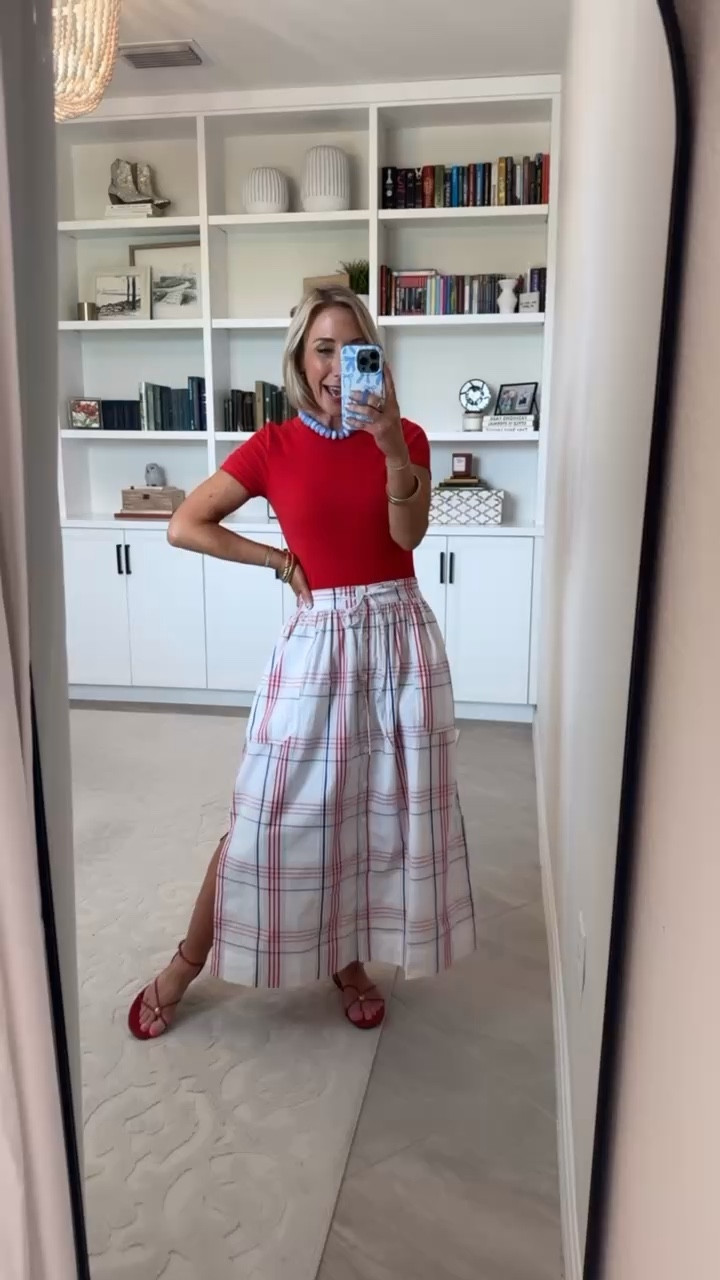 Walmart - unboxing - part 2. Button-Front Cotton Maxi Skirt - size XS. $30. Ribbed Tee with Short Sleeves - size XS. $6.24. 10 colors. 

#LTKSeasonal#LTKOver40

#LTKootd
