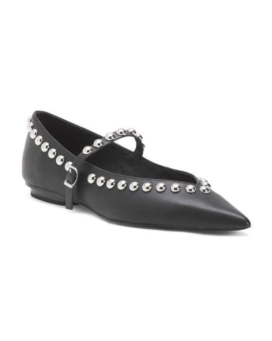 Leather Milan Grommet Mary Jane Flats | TJ Maxx