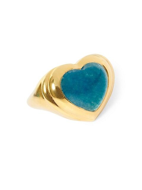 Peace & Love 18K-Gold-Plated & Blue Quartz Heart Ring | Saks Fifth Avenue