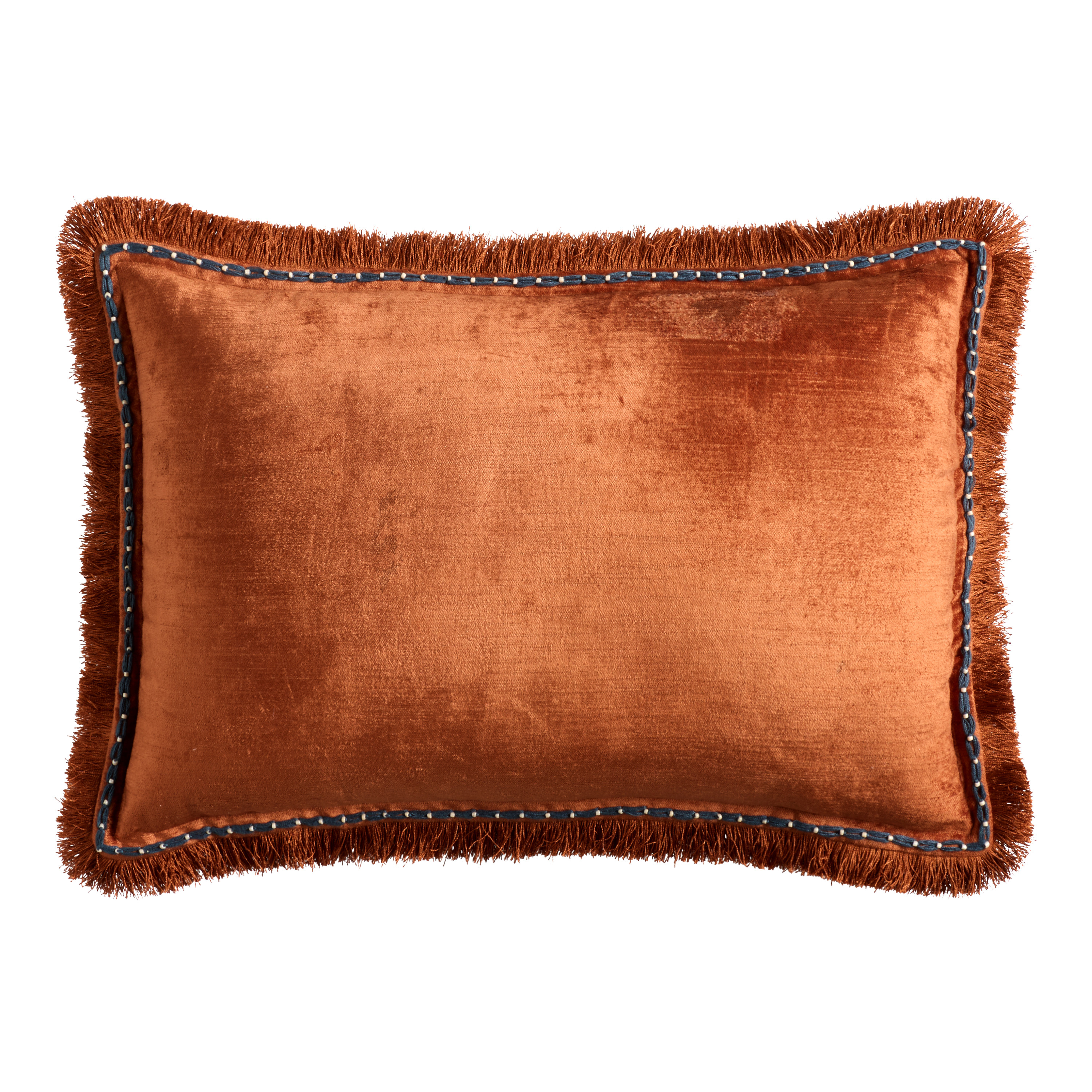 Velvet Fringe Trim Lumbar Pillow | World Market