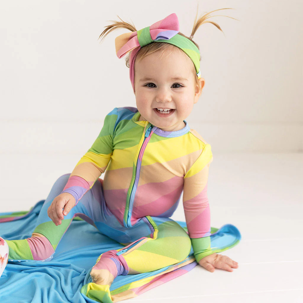 Rainbow Multi Baby Convertible Sleeper | Rainbow Stripe | Posh Peanut