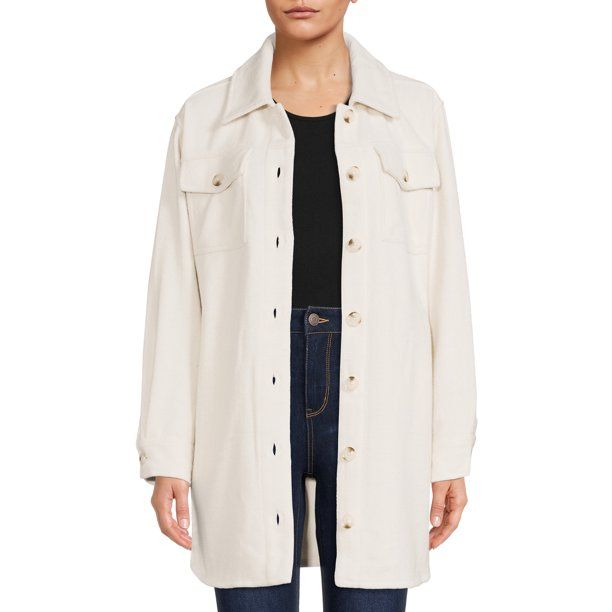 Time and Tru Women’s Belted Shacket Coat - Walmart.com | Walmart (US)