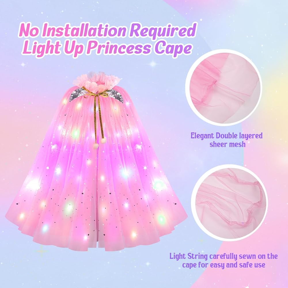 Meland Princess Dress up Clothes for Girl, 11Pcs Princess Cape with Kid Crown Toys,Dresses for Gi... | Amazon (US)