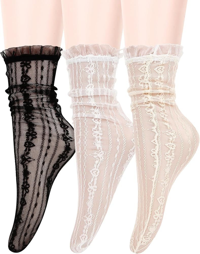 Benefeex Sox Womens Sheer Lace Loose Socks Decorated Mesh Slouch Socks Transparent See Through Cl... | Amazon (US)