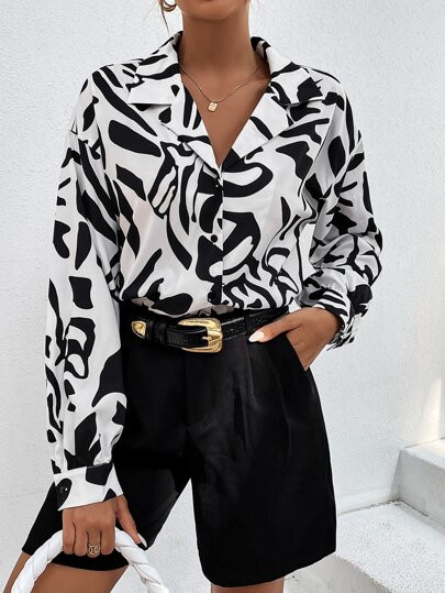 Allover Print Drop Shoulder Shirt | SHEIN