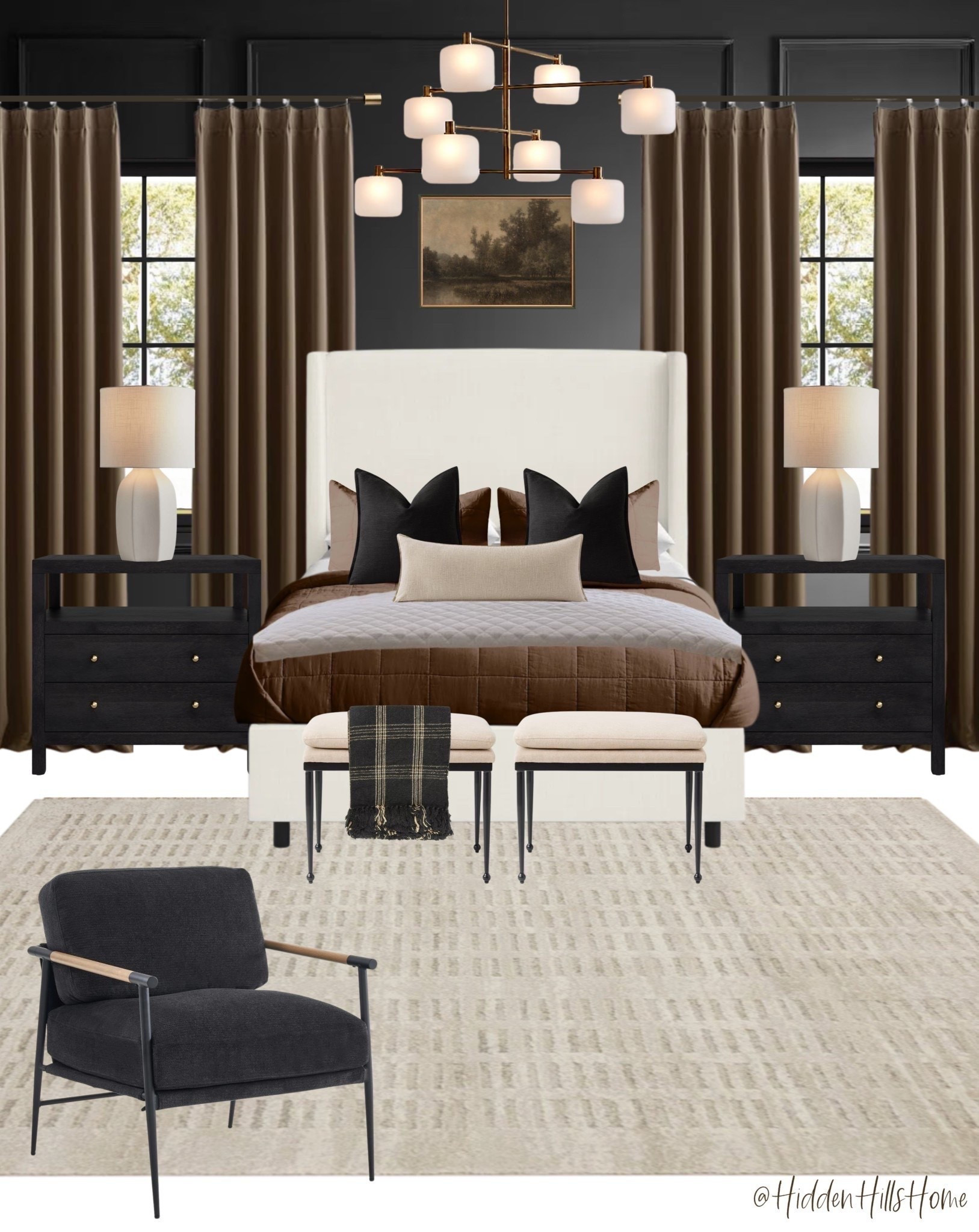 Moody bedroom decor mood board, master bedroom design, home decor ideas, bedroom inspiration with dark and moody tones, bedding, nightstands #bedroom

#LTKHome #LTKSaleAlert
