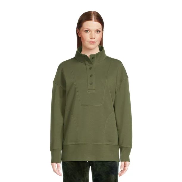 Time And Tru Women's Placket Pullover Top - Walmart.com | Walmart (US)