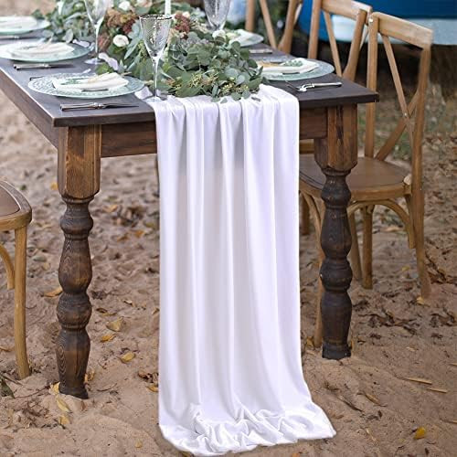 MLMW White Velvet Table Runner 10ft Fall Table Runner 29 × 120 Inches Luxury Table Runners for C... | Amazon (US)