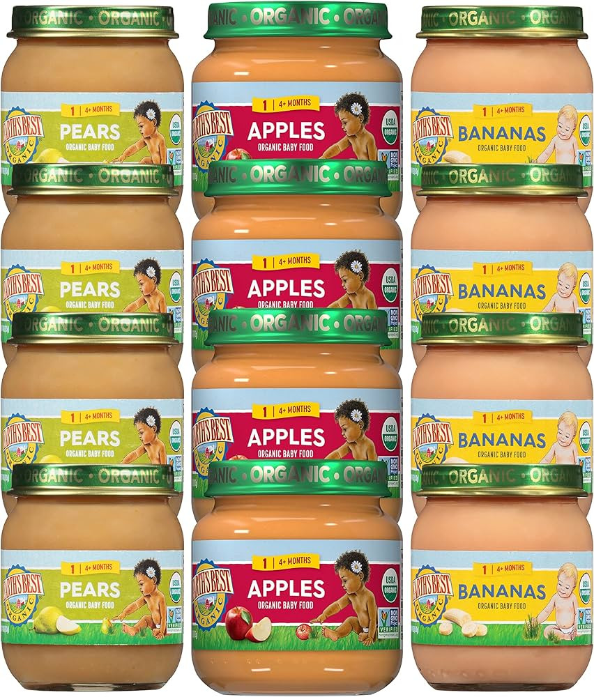 Earth's Best Organic Baby Food Jars, Stage 1 Fruit Puree for Babies 4 Months and Older, Organic F... | Amazon (US)