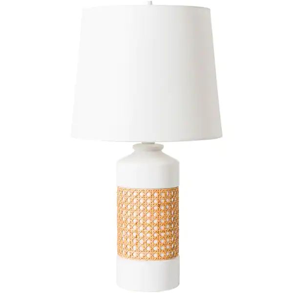 Thomasina Ceramic and Wicker Cylindrical Table Lamp - 24"H x 12"W x 12"D | Bed Bath & Beyond