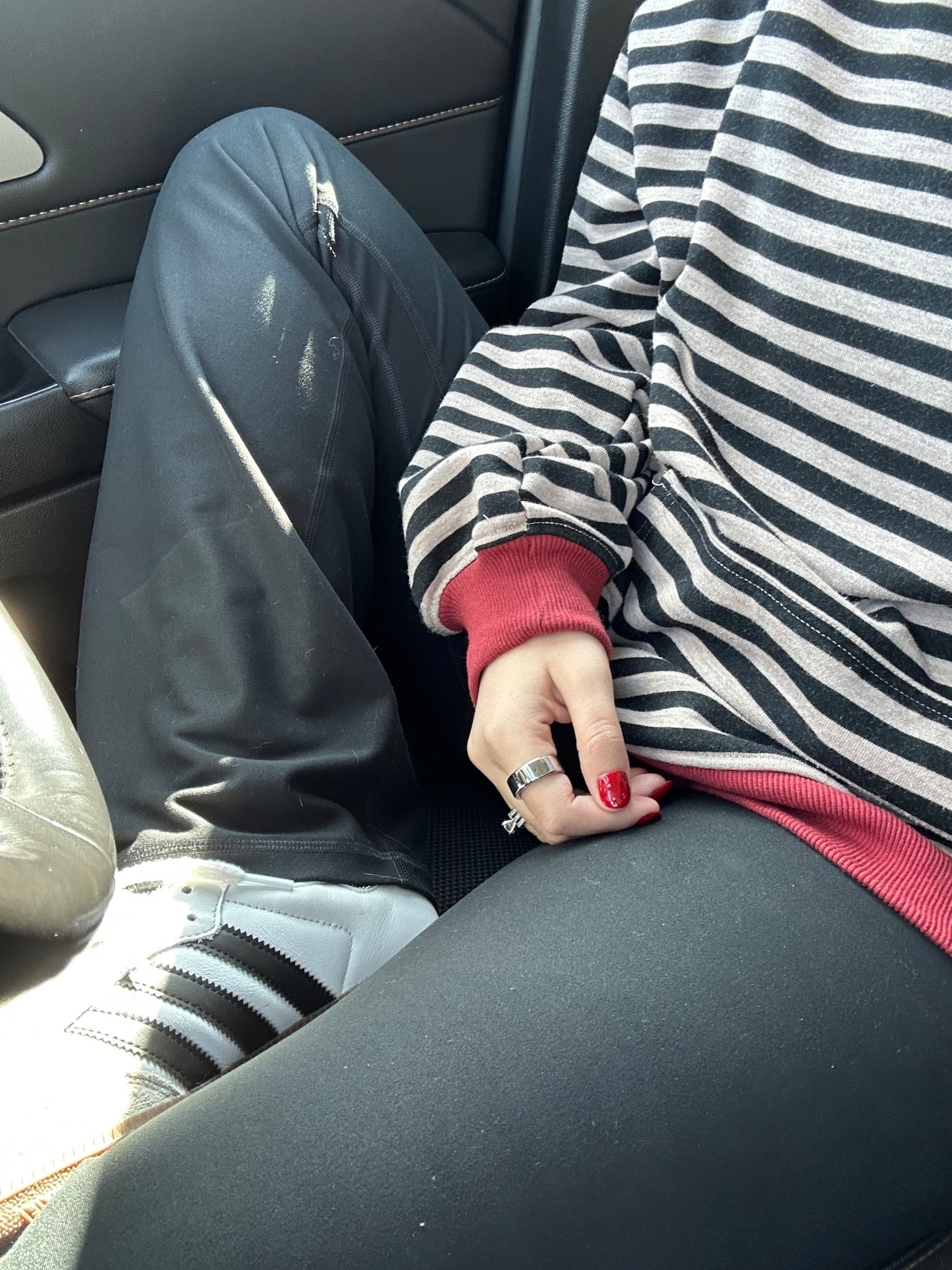 These Abercrombie flare leggings are so good plus they are currently part of the LTK sale! This striped sweater is so good! I am wearing my normal size medium in both. Paired it with my favorite Samba sneakers, size 8. 

#LTKootd #LTKSpringSale #LTKSaleAlert