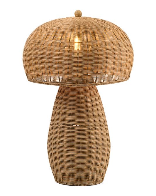 25in Woven Rattan Mushroom Table Lamp | TJ Maxx