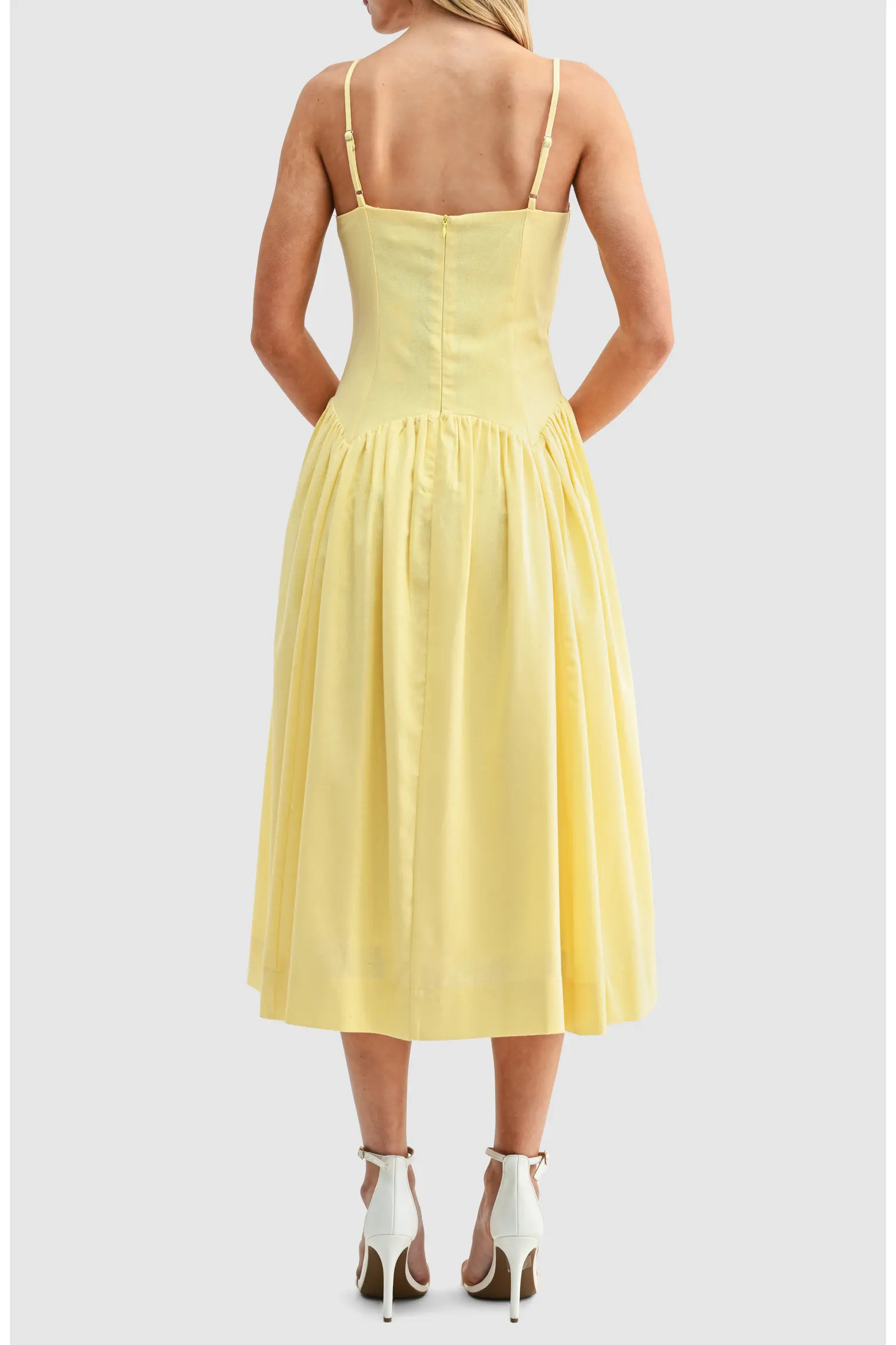 All in Favor Drop Waist Cotton & Linen Midi Dress (Women) | Nordstrom | Nordstrom