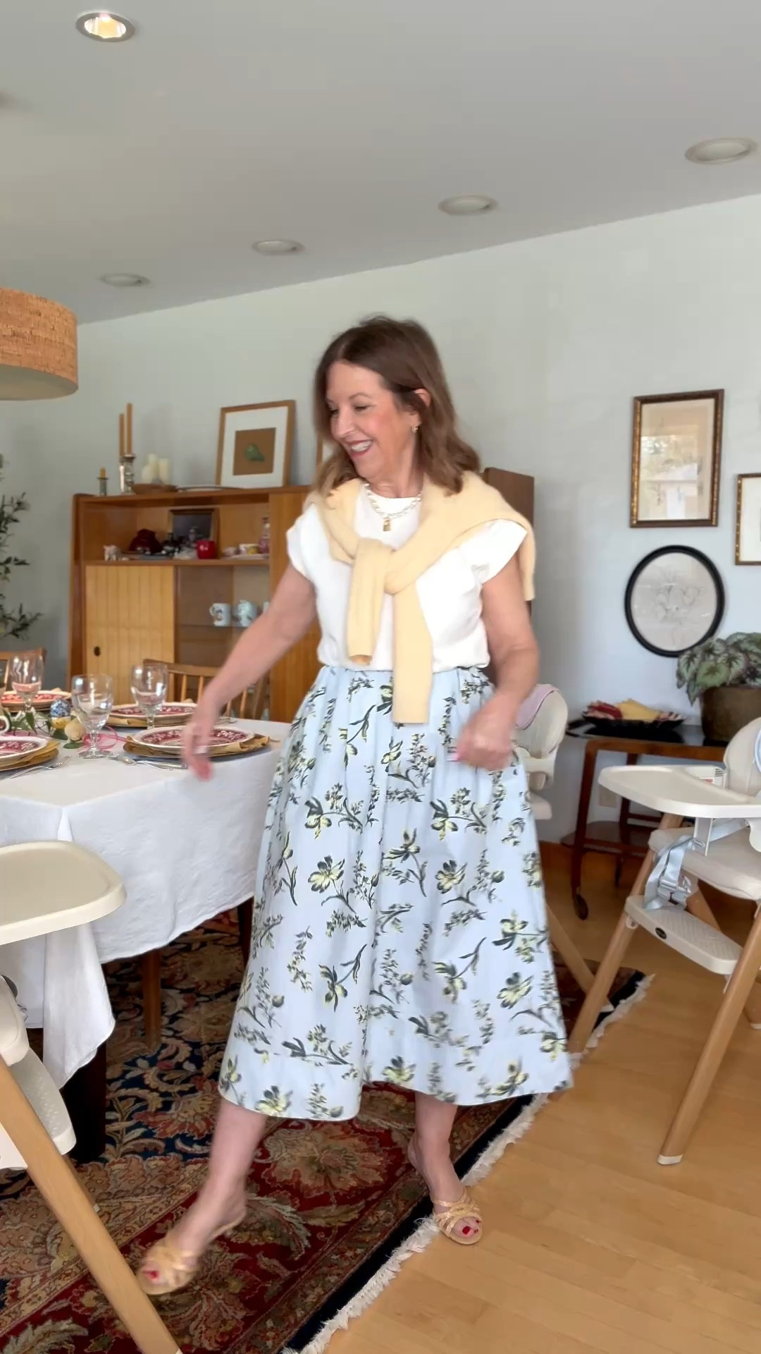 Prepping for Easter Brunch with the family, including littles. 

Love this skirt. It runs big. I'm wearing a regular X-Small. Top fits tts; I'm wearing a size XS. Sweater runs tts; I went up a size and am wearing a small.  Shoe is so cute and runs tts. I'm wearing a size 6, 



#LTKSaleAlert #LTKOver40 #LTKootd