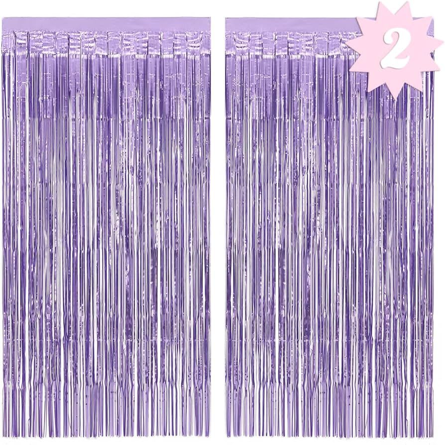 xo, Fetti Party Decorations Matte Purple Fringe Foil Curtain - Set of 2 | Bachelorette Bridal Sho... | Amazon (US)