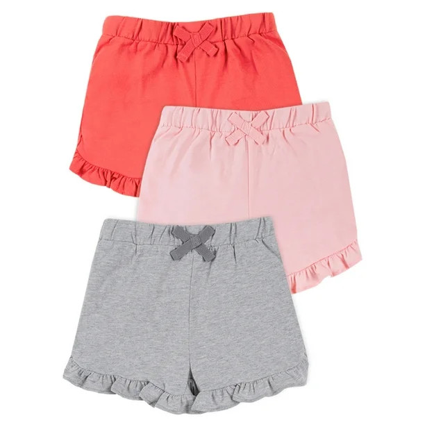 Little Star Organic Baby Girl Ruffle Shorts, 3-pack - Walmart.com | Walmart (US)