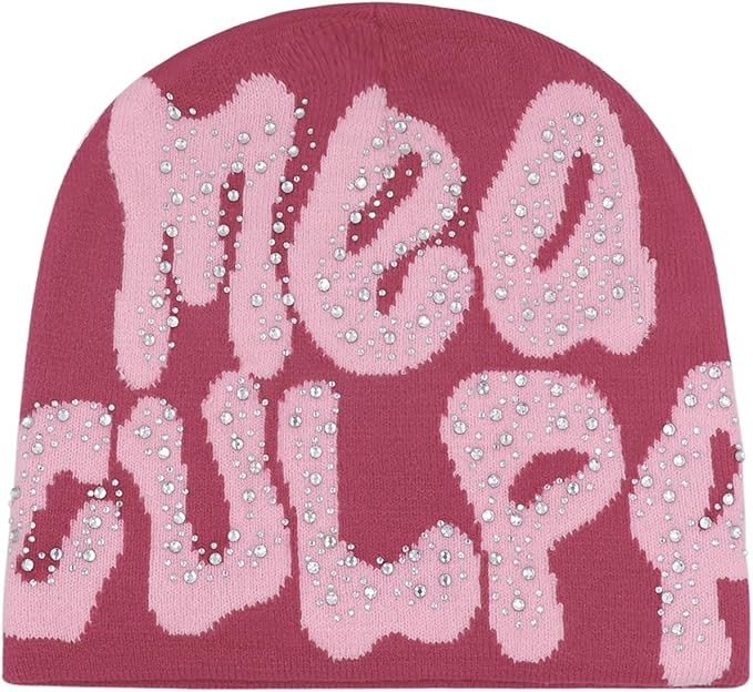 JUMISEE Men Women Letter Graphic Y2K Beanie Knitted Hats Bling Rhinestone Winter Warm Skull Cap P... | Amazon (US)