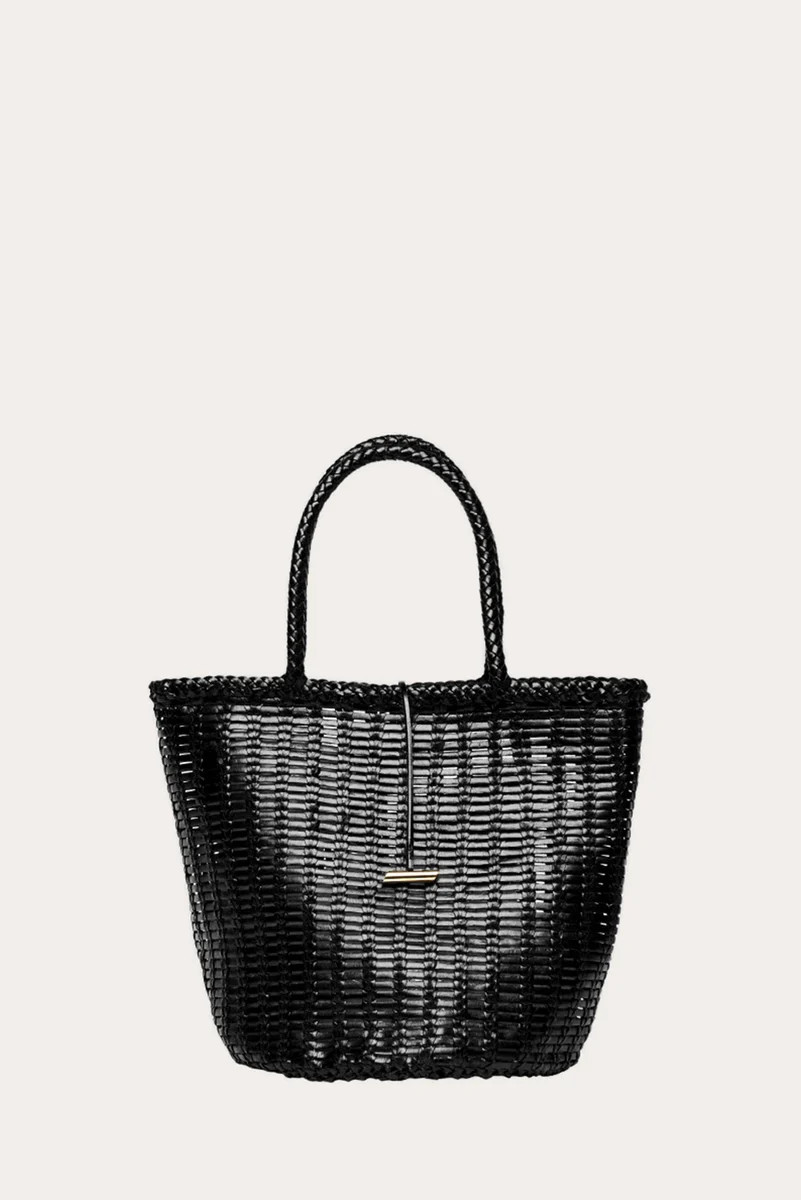 Round Leather Basket Black | LITTLE LIFFNER