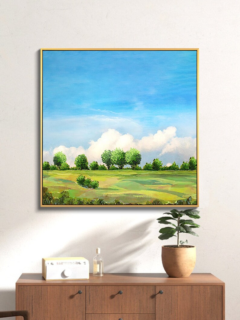 Landscape Wall Art, Large Abstract Oil Painting on Canvas, Modern Original Artwork for Bedroom | Etsy (US)