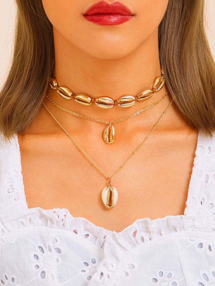 Shell Decor Chain Necklace 2pcs | SHEIN